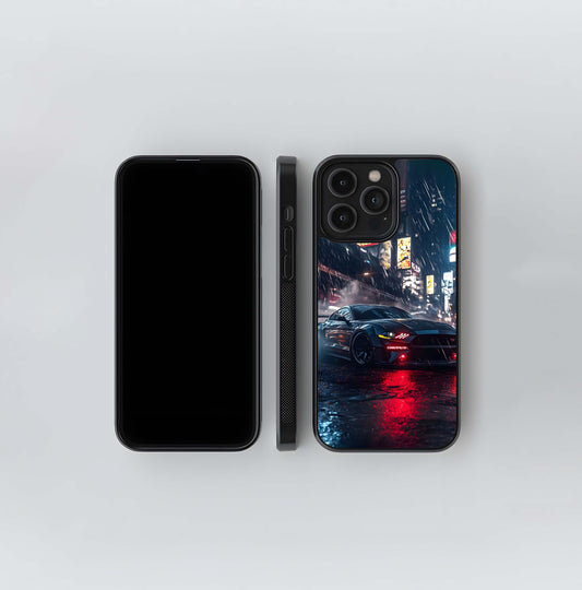 Neon Rain Night Drive Glass Case