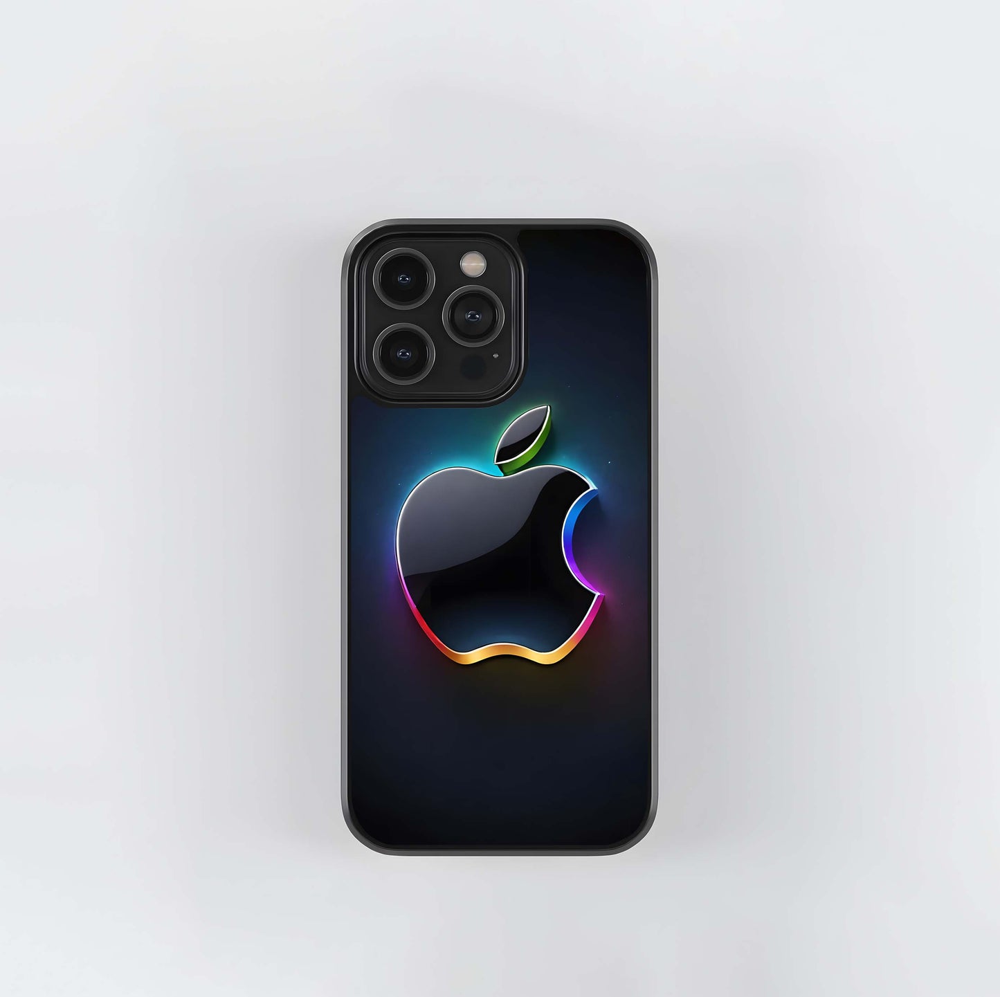 Neon Rainbow Apple Logo Glass Case