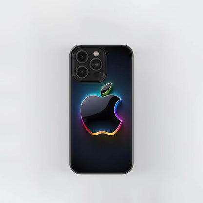 Neon Rainbow Apple Logo Glass Case