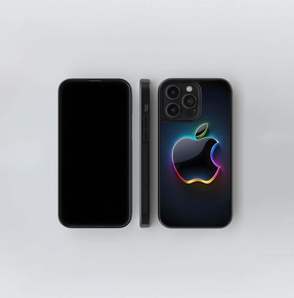 Neon Rainbow Apple Logo Glass Case
