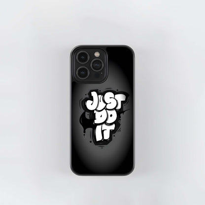 Just Do It Graffiti Logo in Black and White Glass Case
