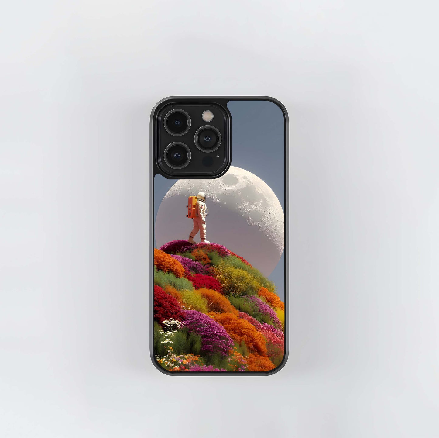 Astronaut on Flower Hill Glass Case