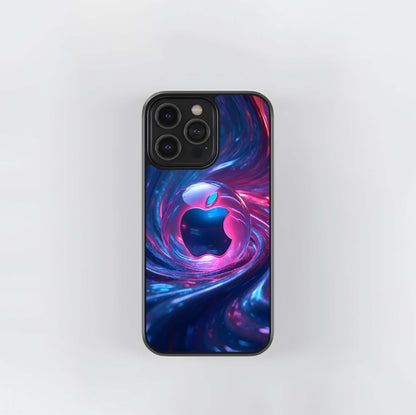 Neon Vortex Apple Sphere Glass Case
