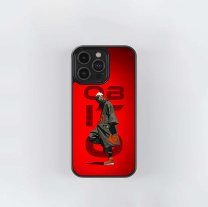 Obito Uchiha Grunge Art on Red Glass Case