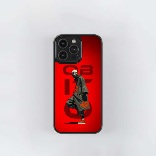 Obito Uchiha Grunge Art on Red Glass Case