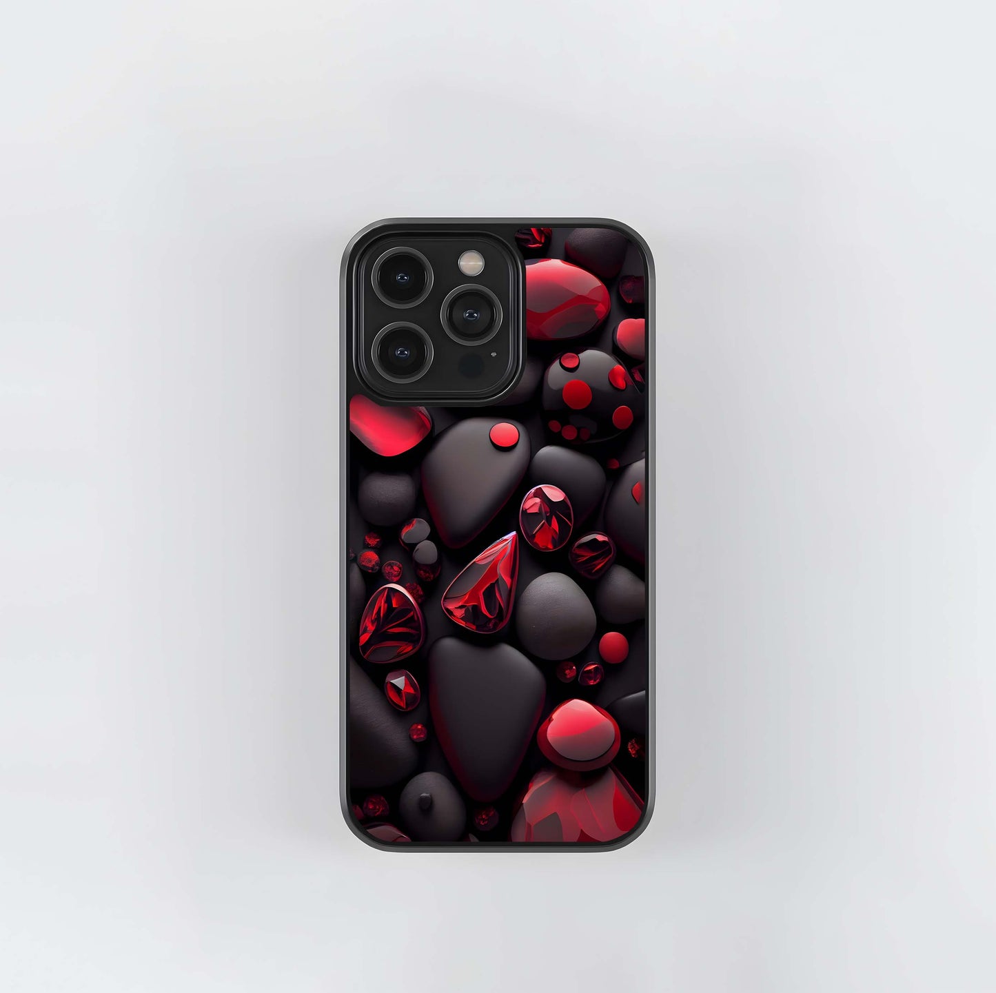 Obsidian and Ruby Cascade Glass Case