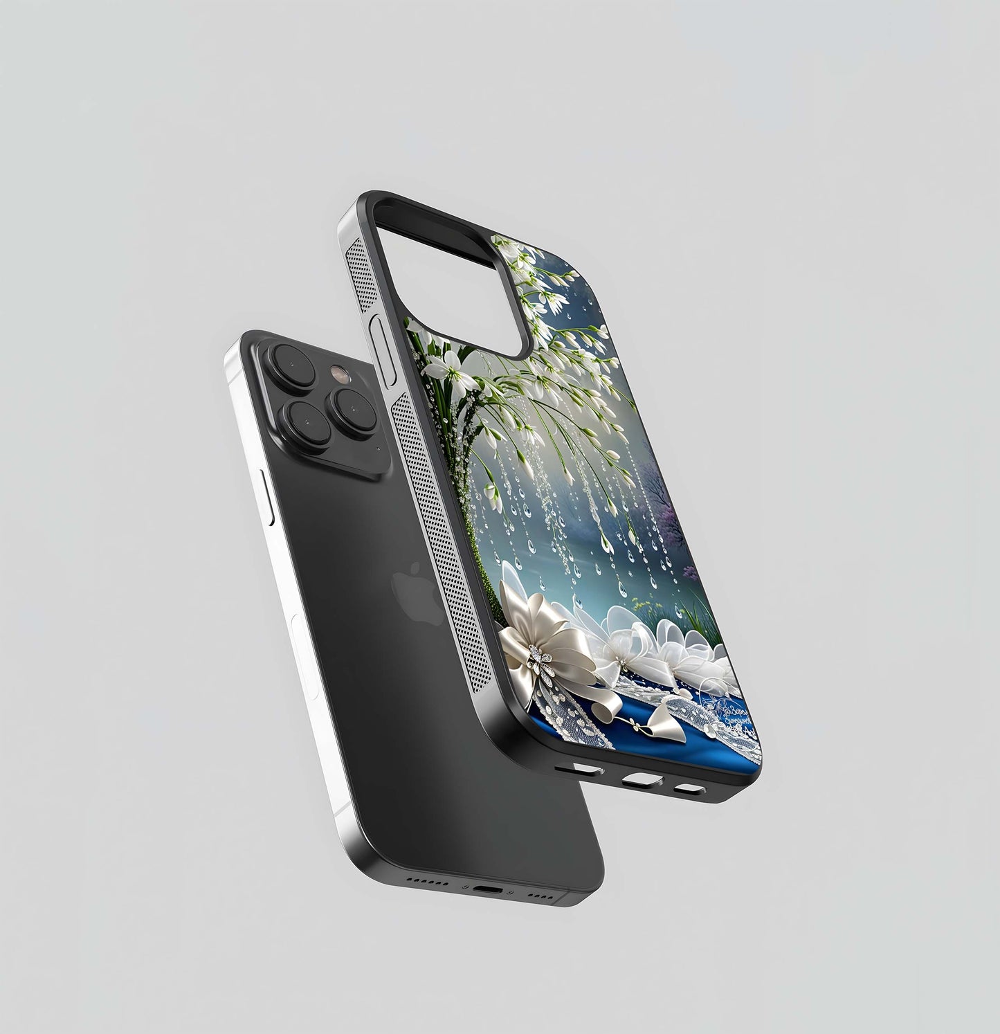 Crystal Dewdrop Snowdrops Glass Case