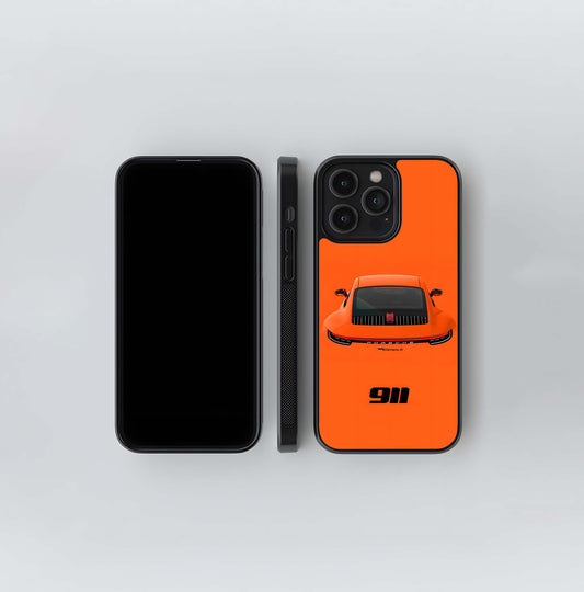 Orange Porsche 911 Minimalist Glass Case