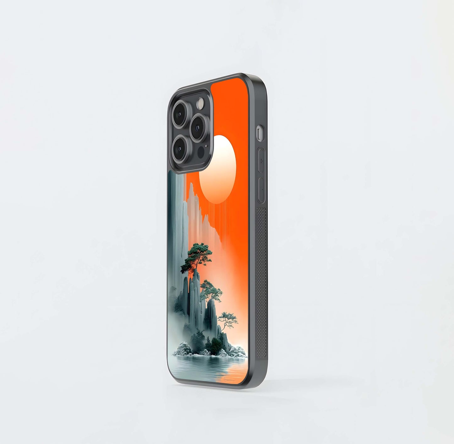Orange Sun Zen Landscape Glass Case