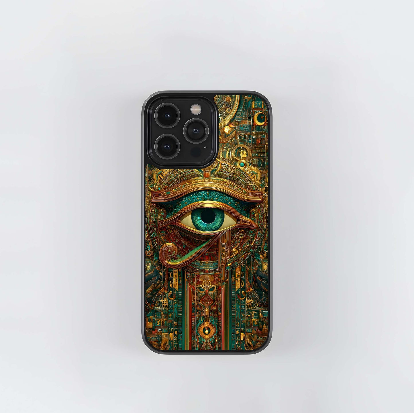 Ornate Golden Eye of Horus Mosaic Glass Case