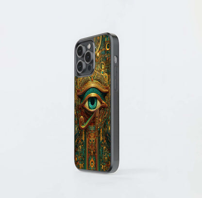 Ornate Golden Eye of Horus Mosaic Glass Case
