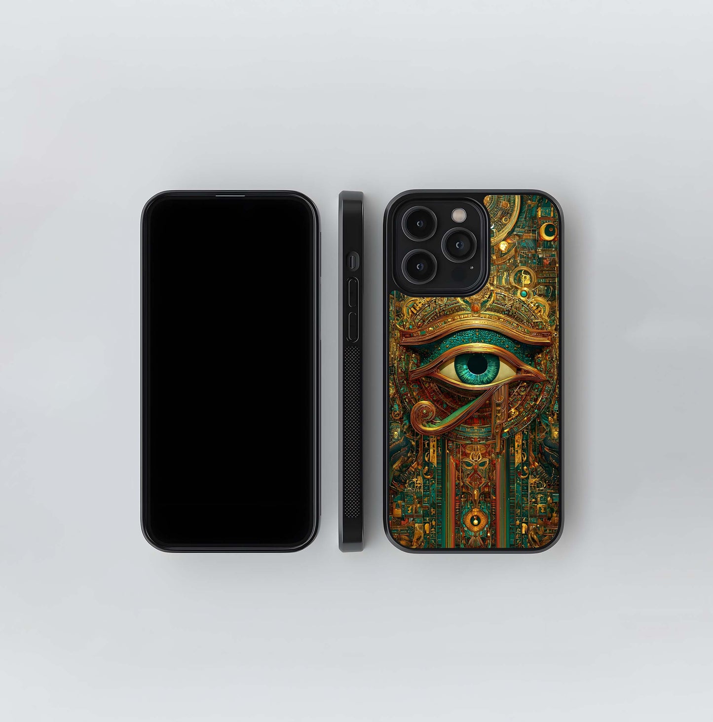 Ornate Golden Eye of Horus Mosaic Glass Case
