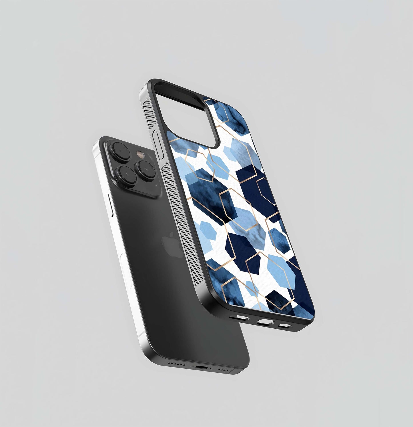 Blue Hexagon Abstract Glass Case