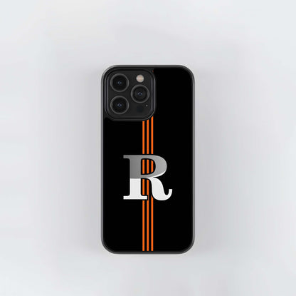Letter R Orange Stripe Glass Case