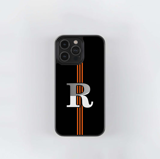 Letter R Orange Stripe Glass Case