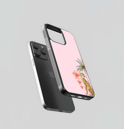 Cheetah with Palm Tree Glass Case