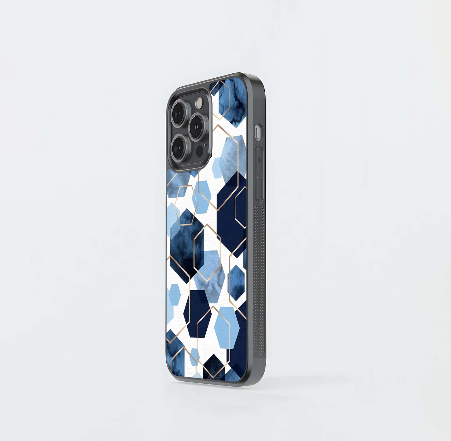Blue Hexagon Abstract Glass Case
