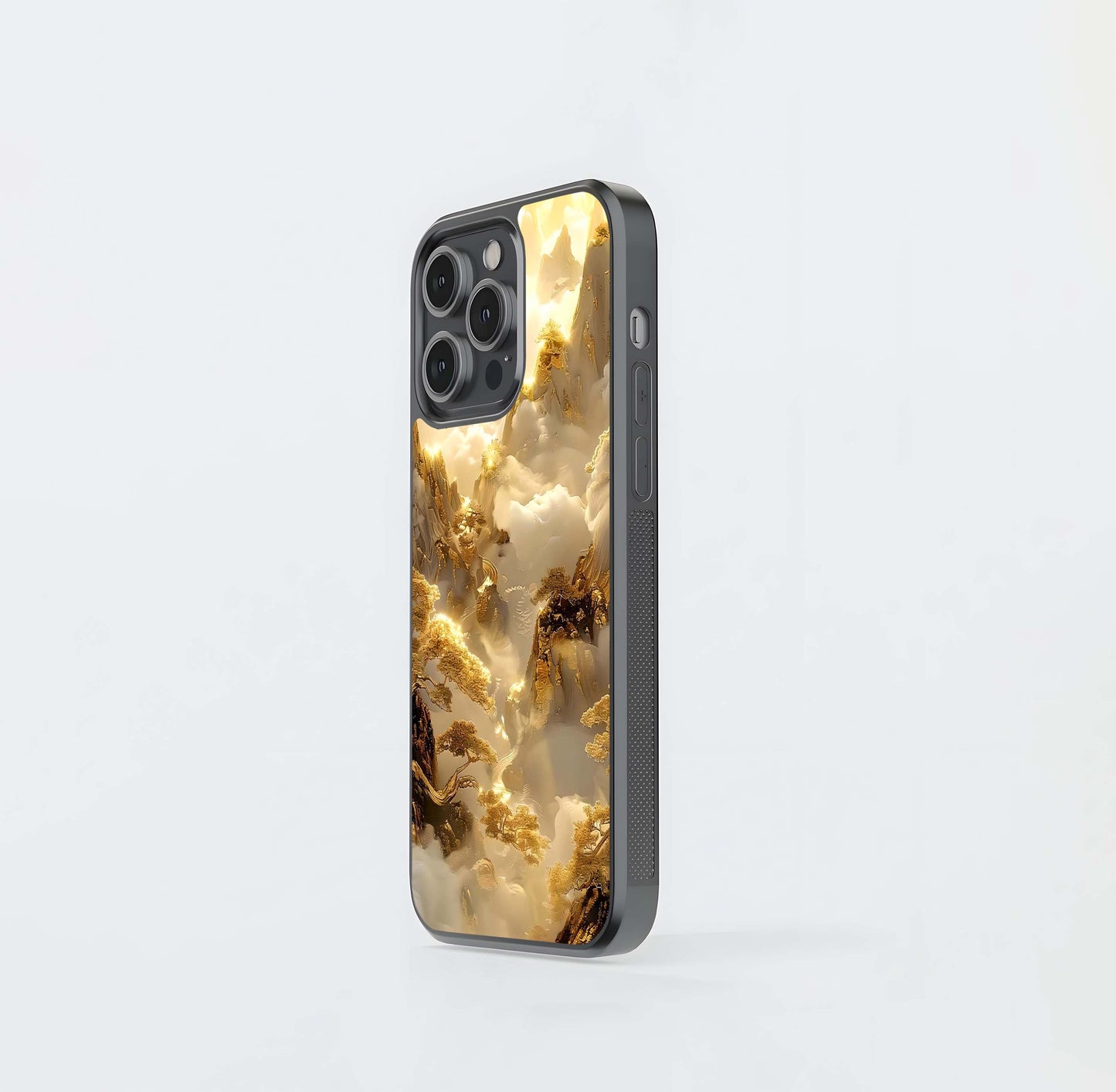 Ethereal Gold Mountainscape Glass Case