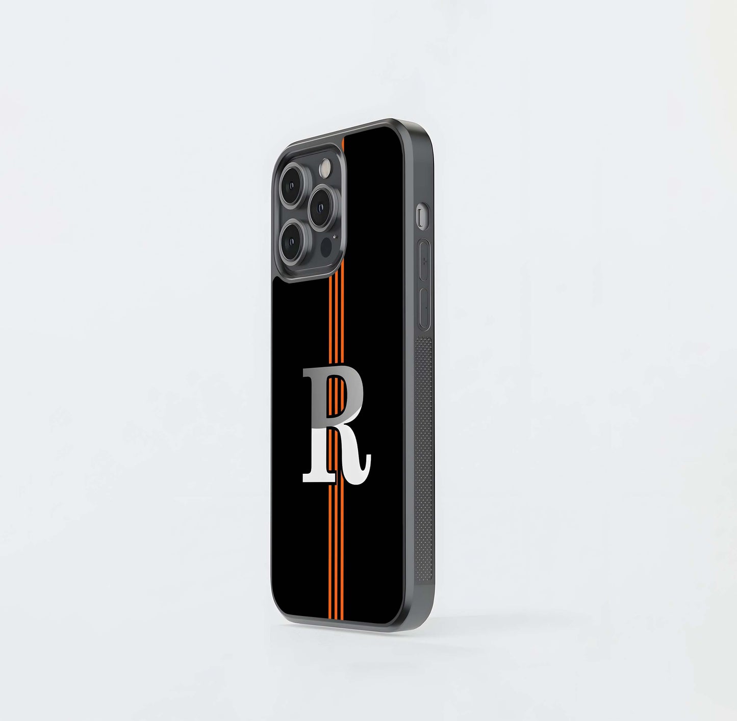 Letter R Orange Stripe Glass Case