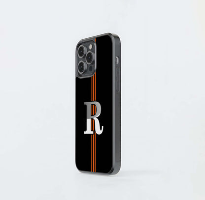 Letter R Orange Stripe Glass Case