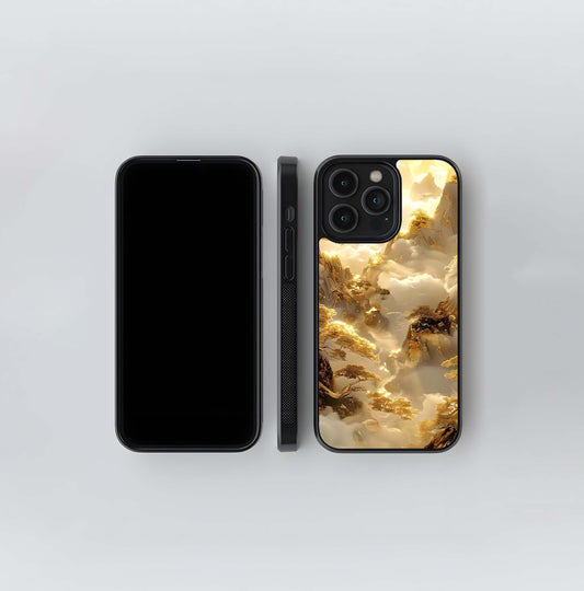 Ethereal Gold Mountainscape Glass Case