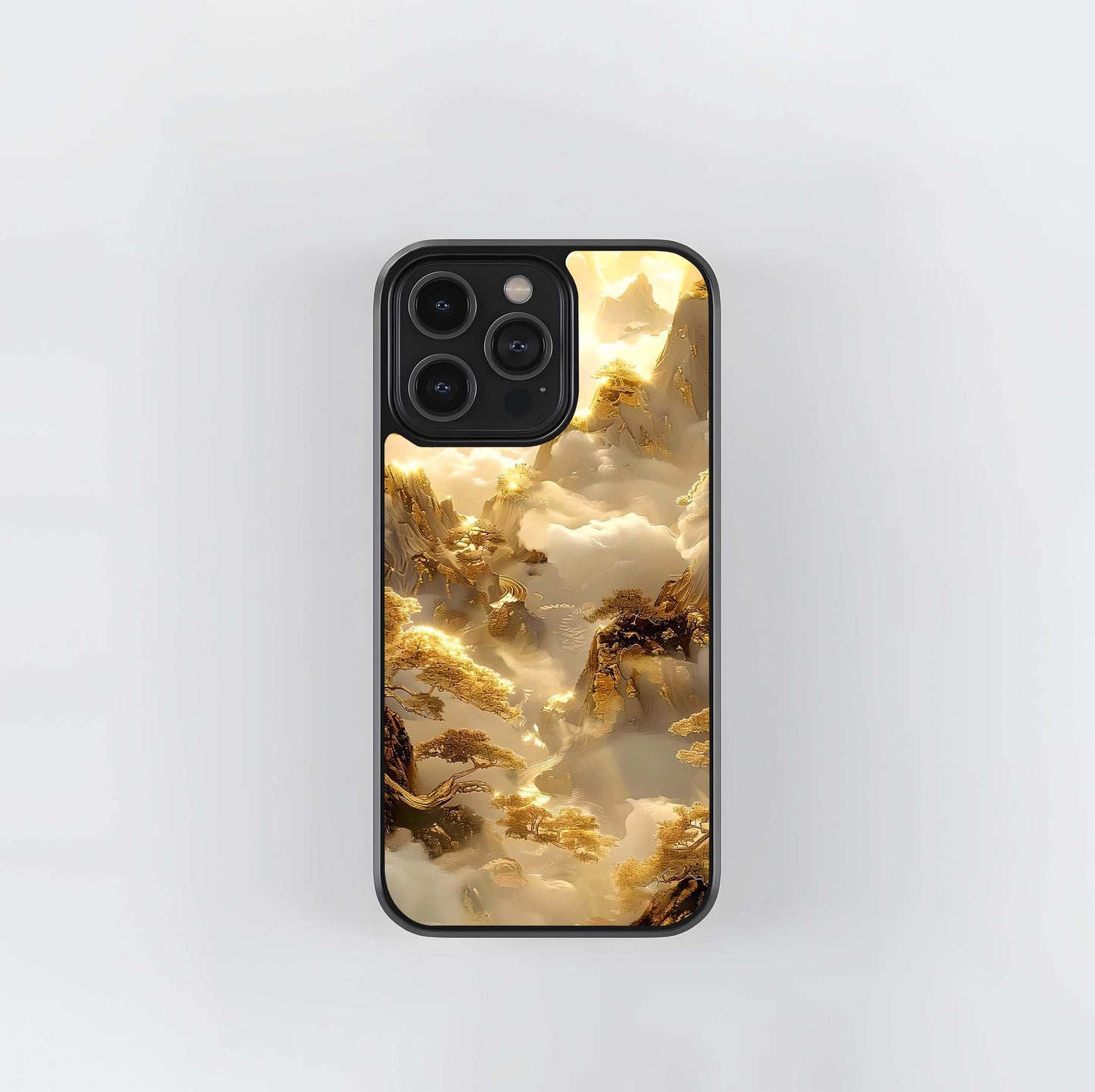 Ethereal Gold Mountainscape Glass Case