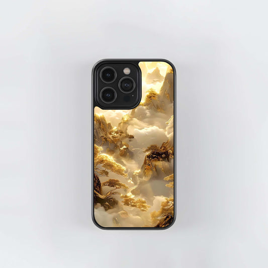 Ethereal Gold Mountainscape Glass Case