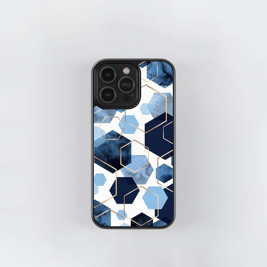 Blue Hexagon Abstract Glass Case
