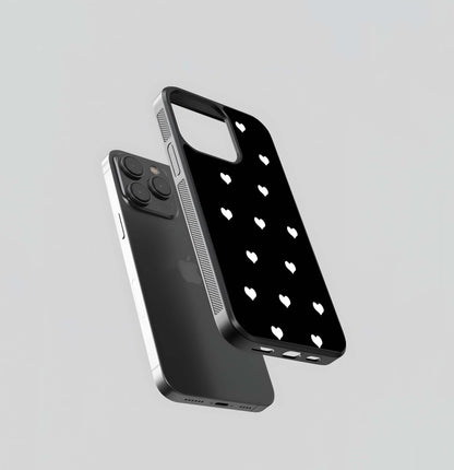 Black background with white heart Glass Case / Cover