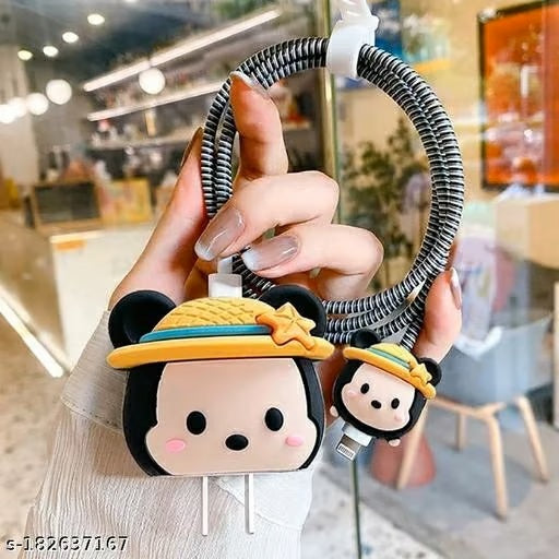 Cute Cartoon Character charger case & protector Cable APPLE IPHONE SILICON CASE Adorable charging cable with a fun design