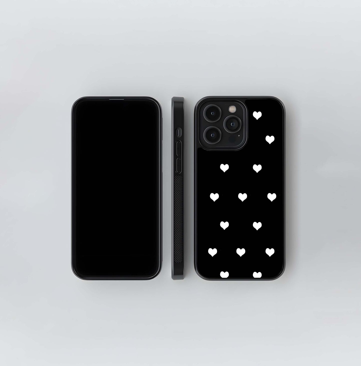 Black background with white heart Glass Case / Cover