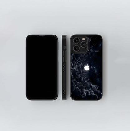Apple Logo in Space Clouds Glass Case