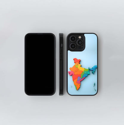 3D Color-Coded Map of India Glass Case