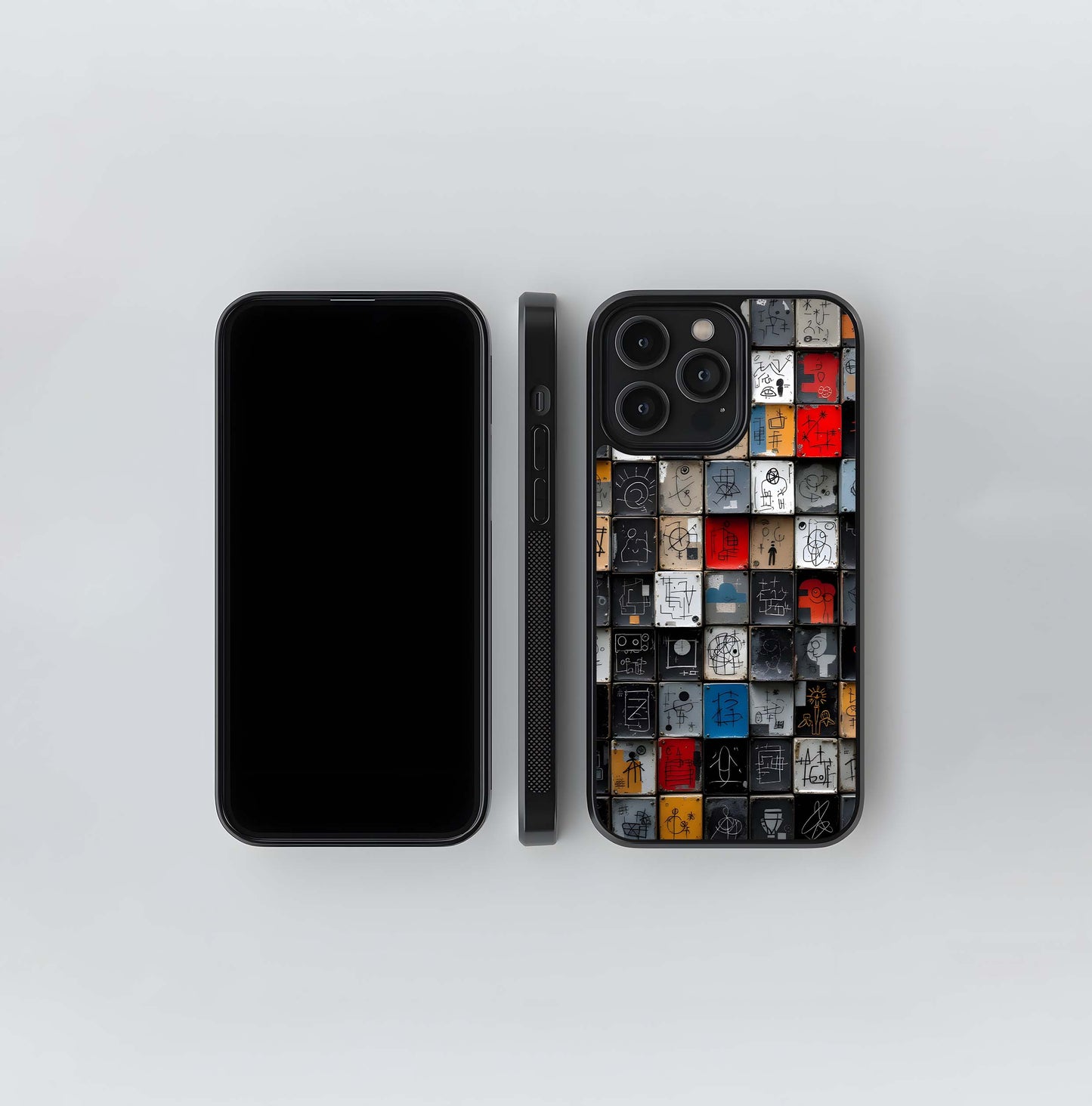 Abstract Grid Art Glass Case