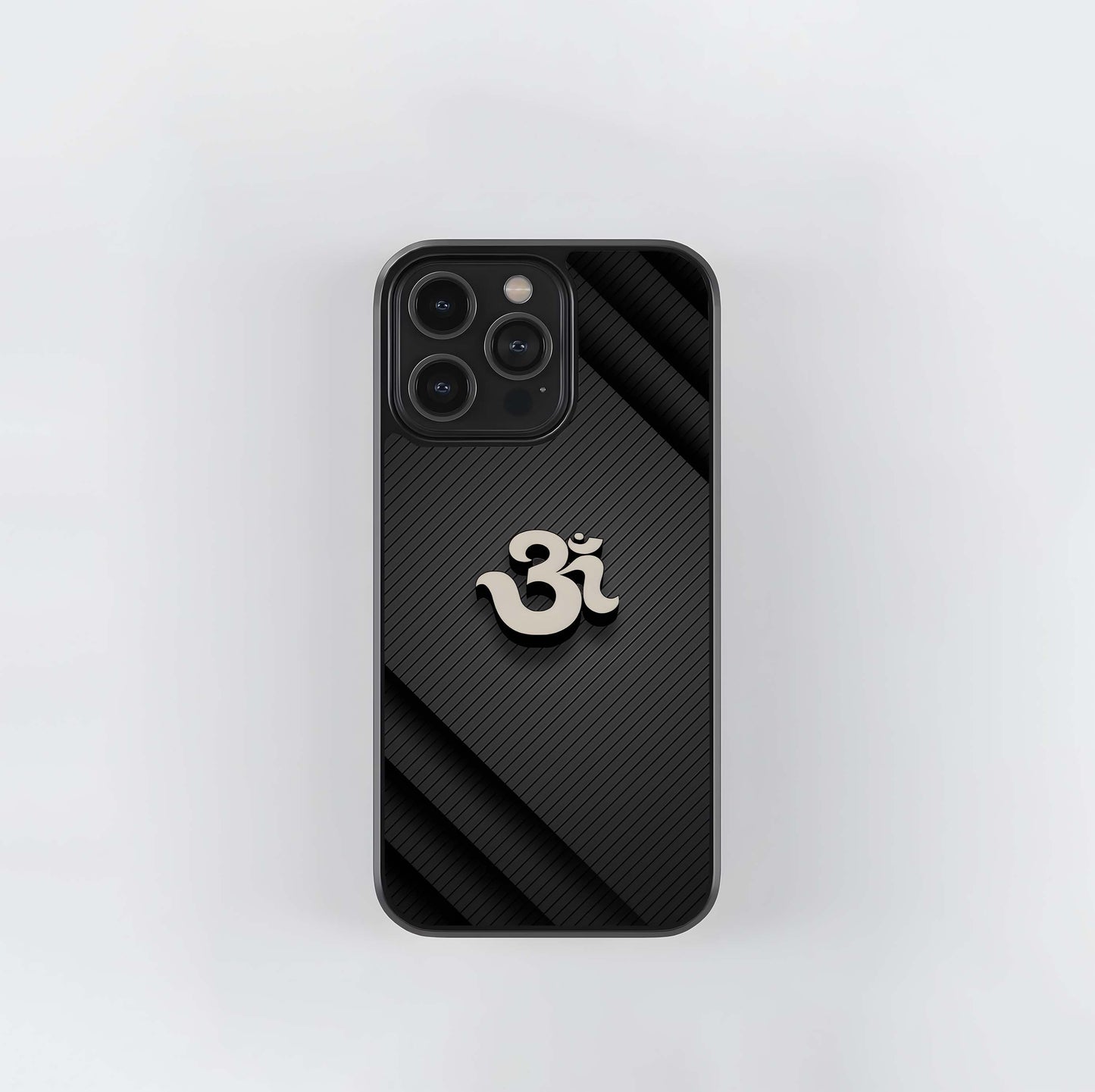 3D Om on Dark Textured Stripes Glass Case