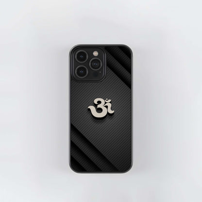 3D Om on Dark Textured Stripes Glass Case