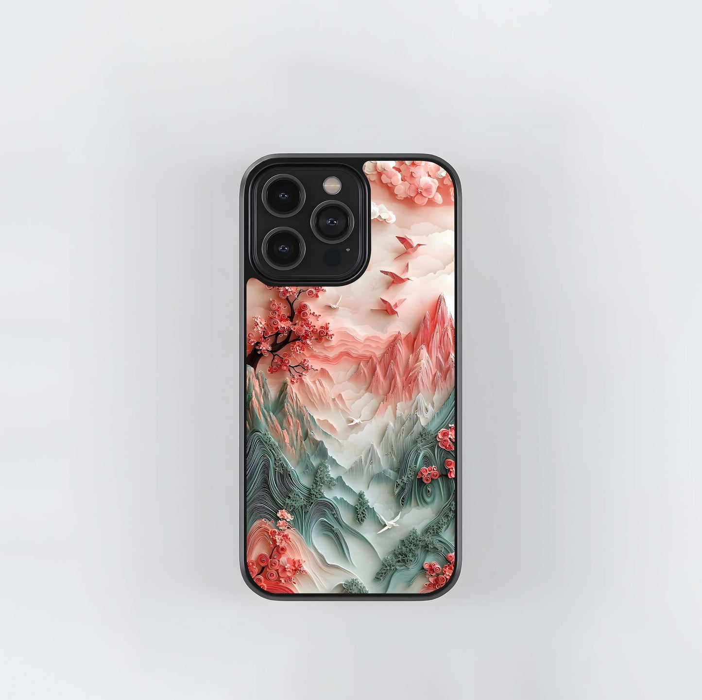 Paper Quilling Sakura Mountains Glass Case