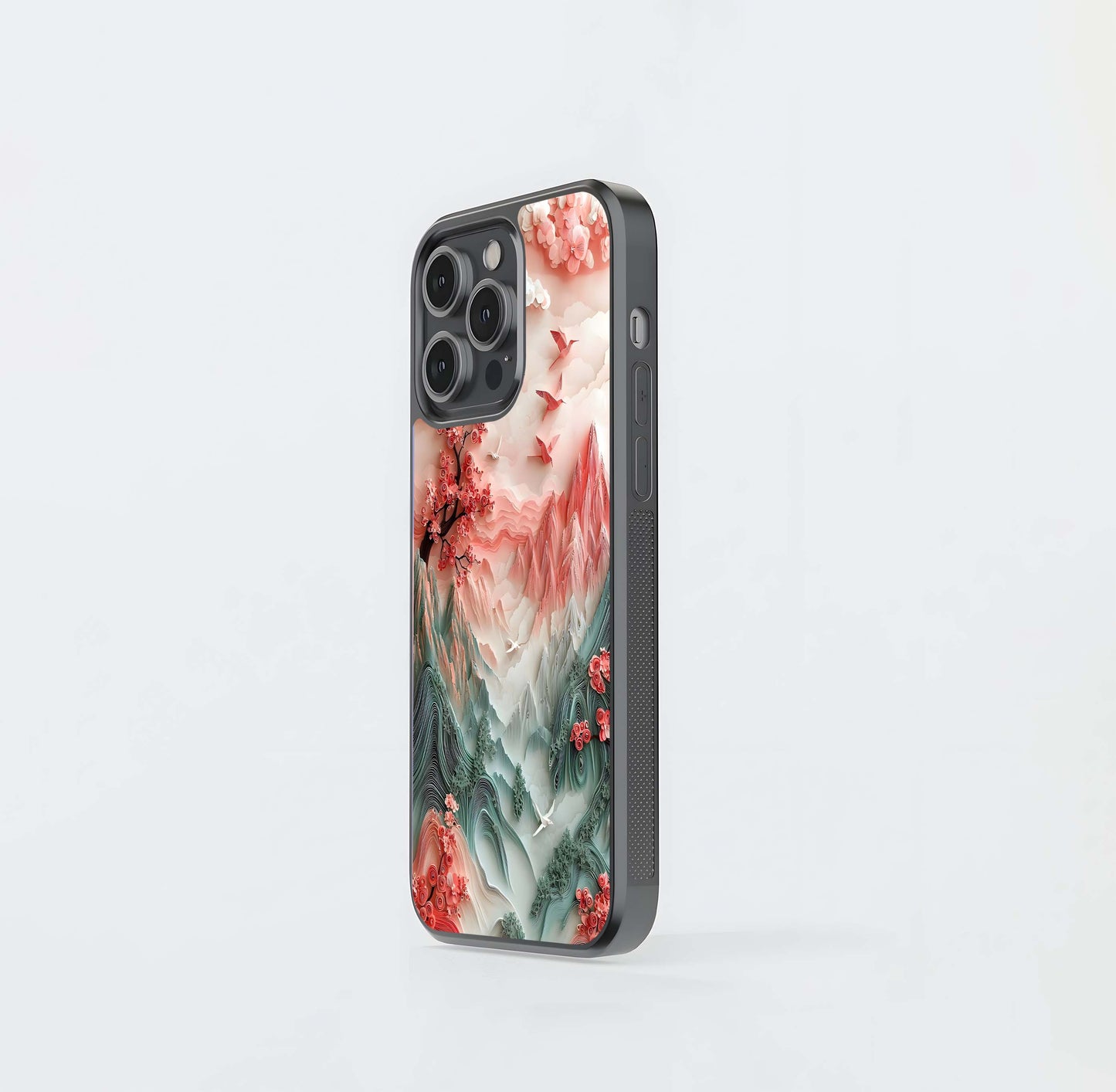 Paper Quilling Sakura Mountains Glass Case