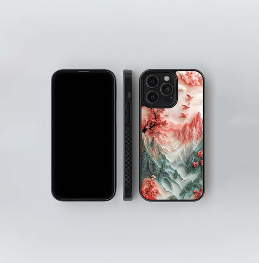 Paper Quilling Sakura Mountains Glass Case