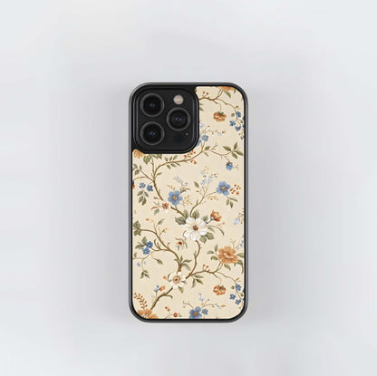 Beige Vintage Flower Glass Case