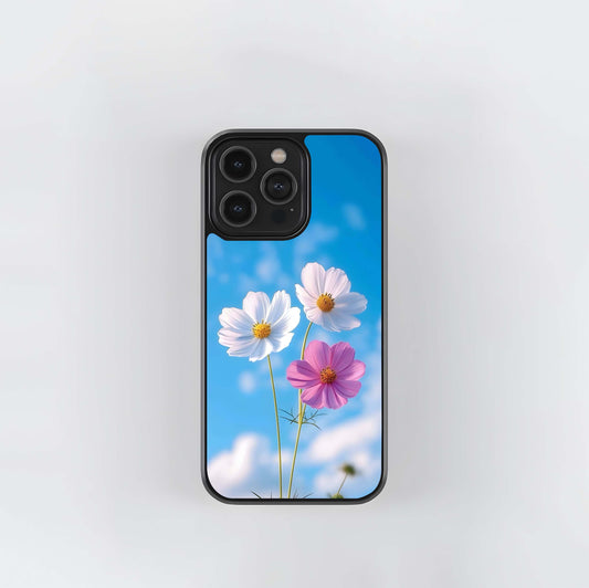 Tripple Flowers With Sky Glass Case
