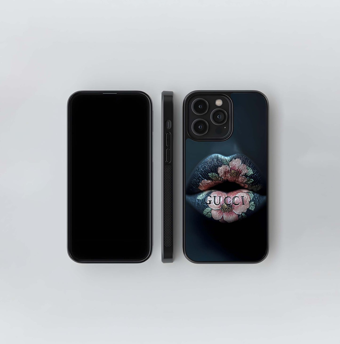 Dark Bloom Lip Art Glass Case