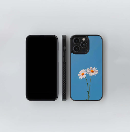 Twin Daisy Flower Glass Case
