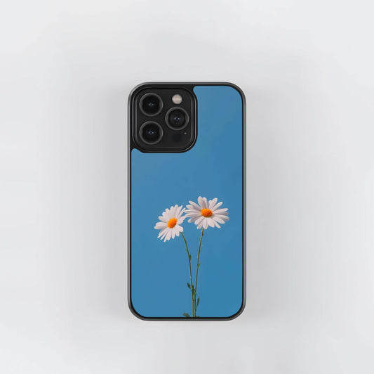 Twin Daisy Flower Glass Case