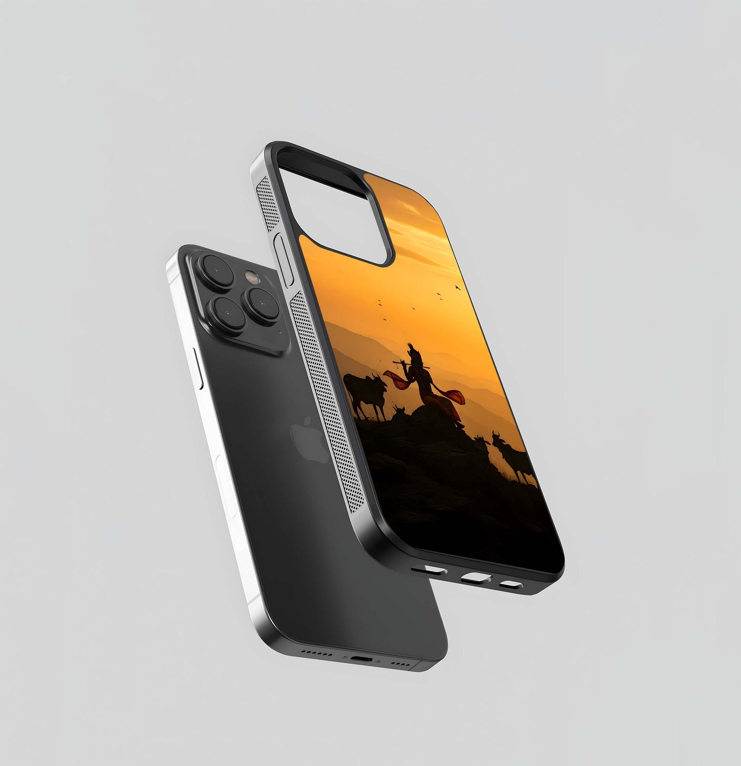 Krishna Sunset Silhouette Glass Case