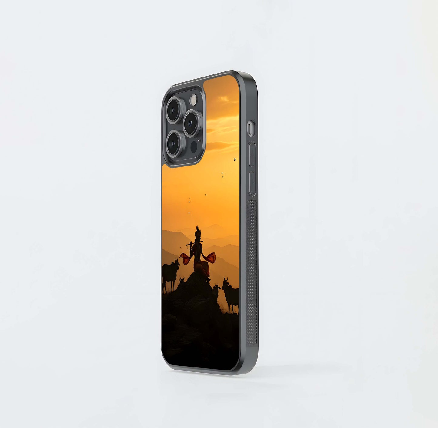 Krishna Sunset Silhouette Glass Case