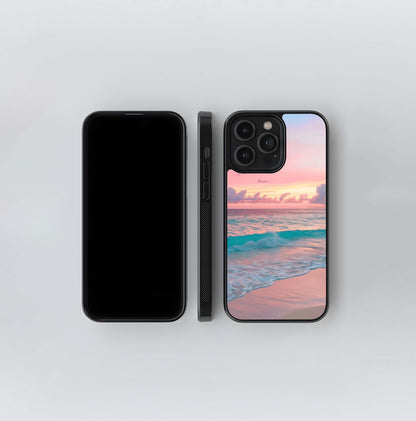 Pastel Pink and Teal Sunset Beach Glass Case