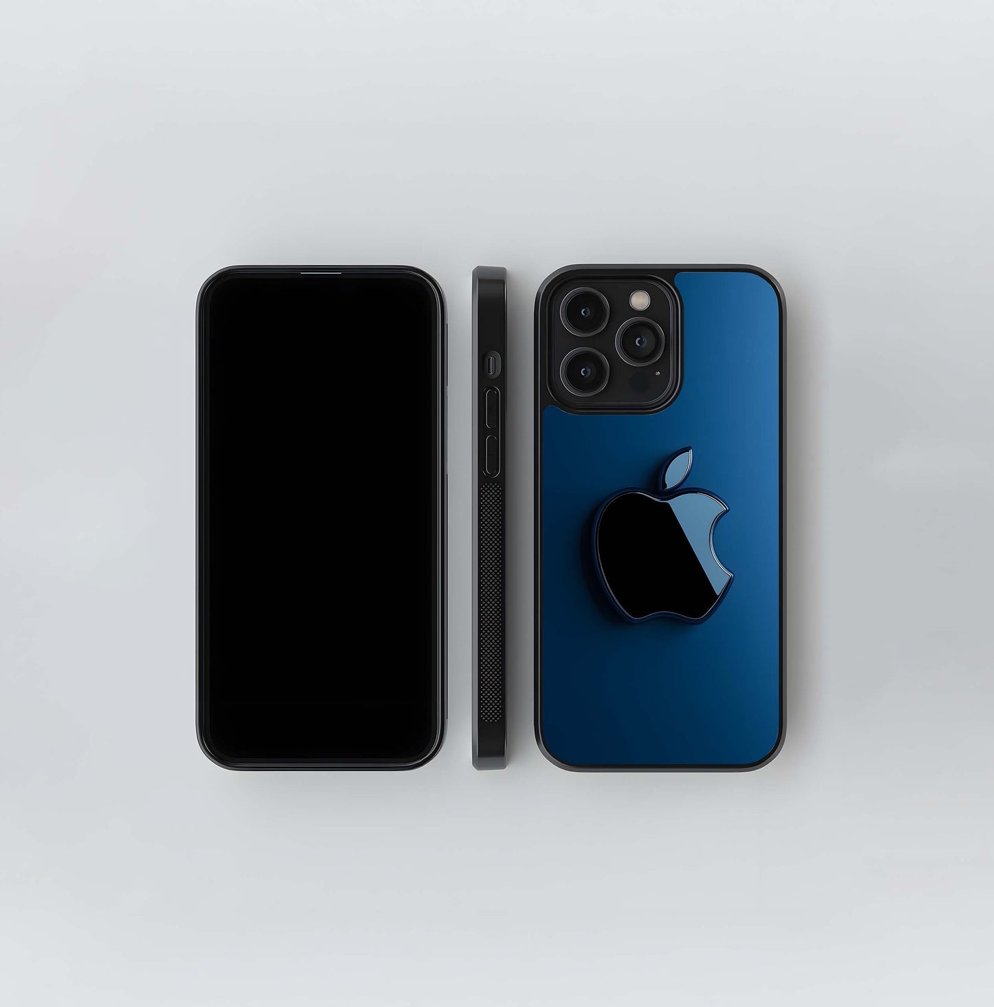 Deep Blue Gloss Apple Glass Case