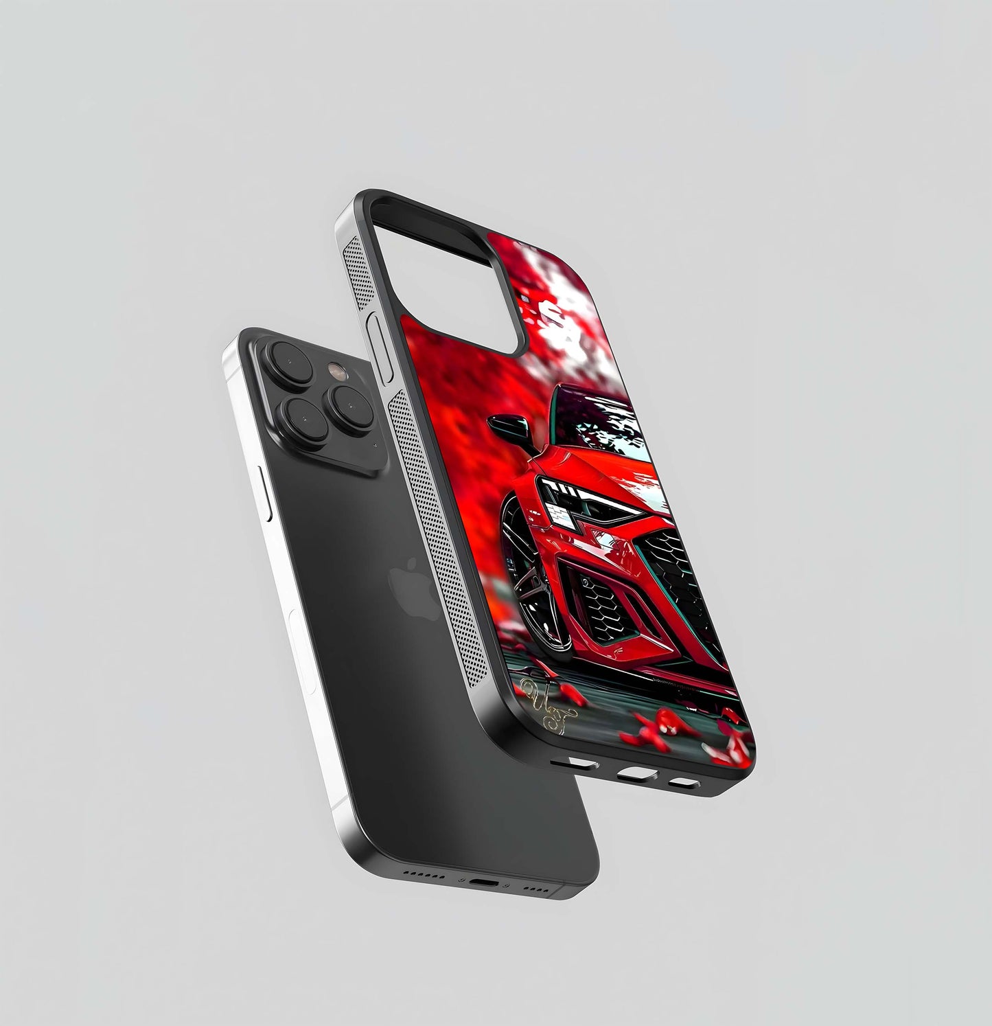 Crimson Audi Blossom Glass Case