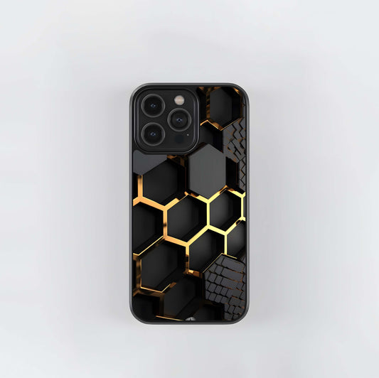 Gold Honeycomb Framework Glass Case